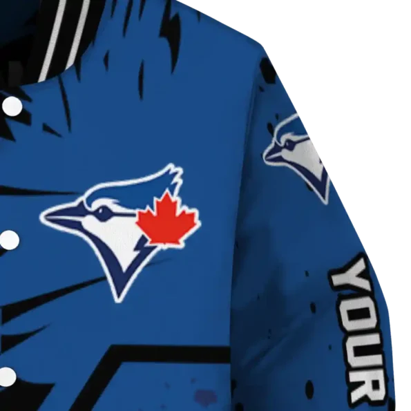 custom toronto blue jays hexagon cluster blue black varsity jacket premium grade
