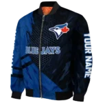 custom toronto blue jays hexagon mesh blue black bomber jacket best selling