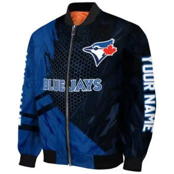 custom toronto blue jays hexagon mesh blue black bomber jacket best selling