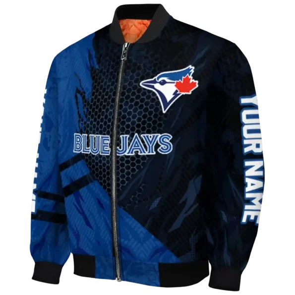 custom toronto blue jays hexagon mesh blue black bomber jacket best selling