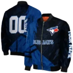 custom toronto blue jays hexagon mesh blue black bomber jacket best selling