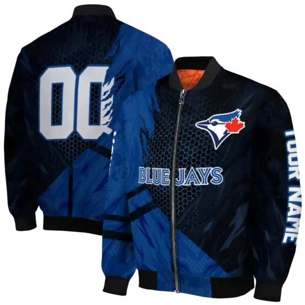 custom toronto blue jays hexagon mesh blue black bomber jacket fashion forward