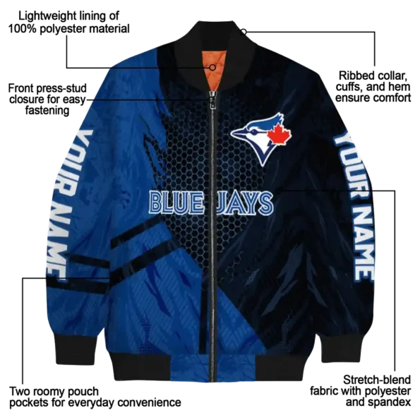 custom toronto blue jays hexagon mesh blue black bomber jacket new arrival