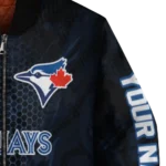 custom toronto blue jays hexagon mesh blue black bomber jacket best selling