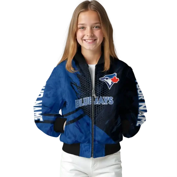 custom toronto blue jays hexagon mesh blue black bomber jacket top rated