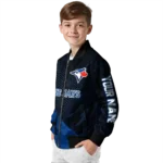 custom toronto blue jays hexagon mesh blue black bomber jacket best selling