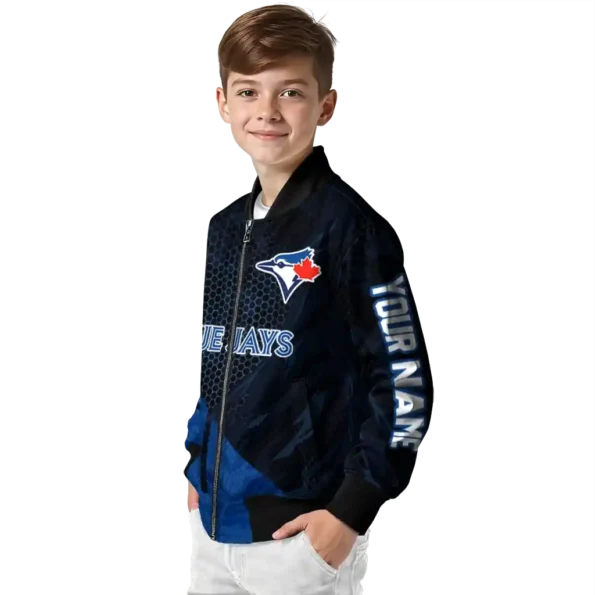 custom toronto blue jays hexagon mesh blue black bomber jacket trendy