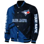 custom toronto blue jays hexagon mesh blue black varsity jacket best selling