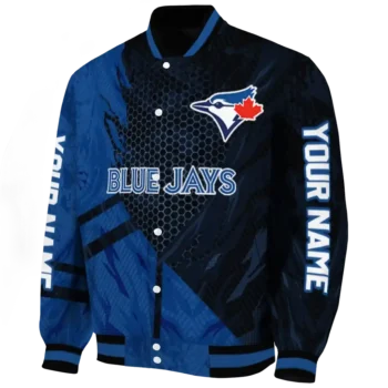 custom toronto blue jays hexagon mesh blue black varsity jacket best selling