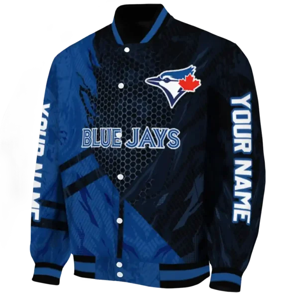 custom toronto blue jays hexagon mesh blue black varsity jacket best selling