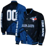 custom toronto blue jays hexagon mesh blue black varsity jacket best selling