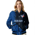 custom toronto blue jays hexagon mesh blue black varsity jacket best selling