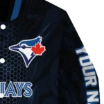 custom toronto blue jays hexagon mesh blue black varsity jacket best selling