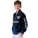 custom toronto blue jays hexagon mesh blue black varsity jacket best selling
