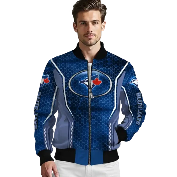 custom toronto blue jays power plate blue bomber jacket high quality