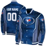 custom toronto blue jays power plate blue varsity jacket best selling