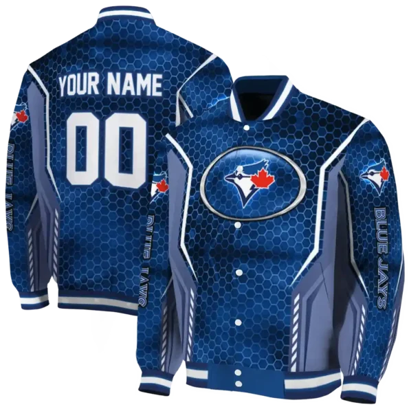 custom toronto blue jays power plate blue varsity jacket fashion forward