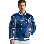 custom toronto blue jays power plate blue varsity jacket best selling