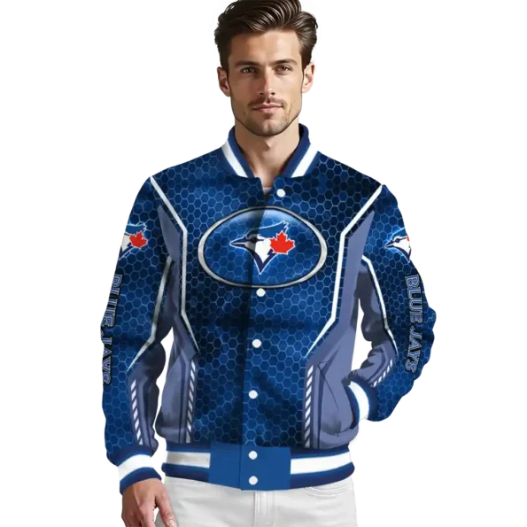 custom toronto blue jays power plate blue varsity jacket high quality