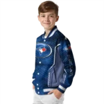 custom toronto blue jays power plate blue varsity jacket best selling