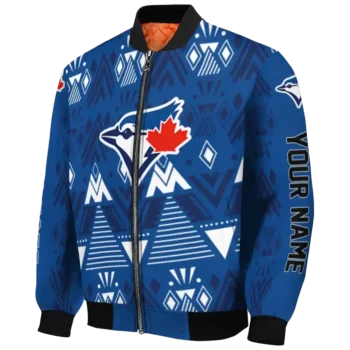 custom toronto blue jays pyramid shapes blue bomber jacket best selling