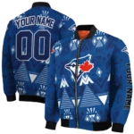 custom toronto blue jays pyramid shapes blue bomber jacket best selling