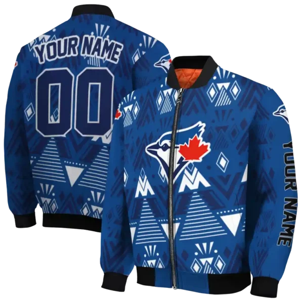 custom toronto blue jays pyramid shapes blue bomber jacket fashion forward