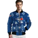 custom toronto blue jays pyramid shapes blue bomber jacket best selling