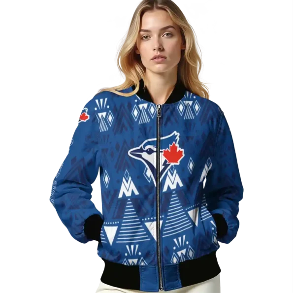 custom toronto blue jays pyramid shapes blue bomber jacket latest model