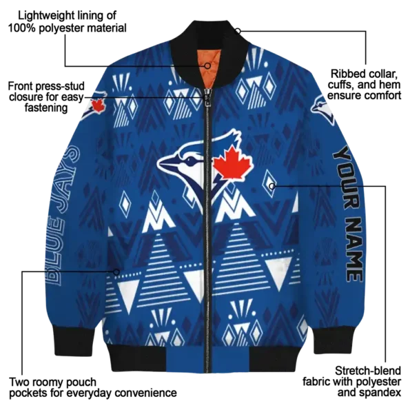 custom toronto blue jays pyramid shapes blue bomber jacket new arrival
