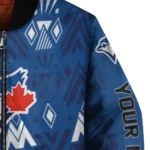 custom toronto blue jays pyramid shapes blue bomber jacket best selling