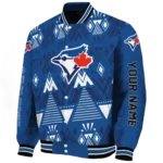 custom toronto blue jays pyramid shapes blue varsity jacket best selling