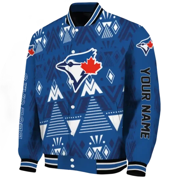 custom toronto blue jays pyramid shapes blue varsity jacket best selling