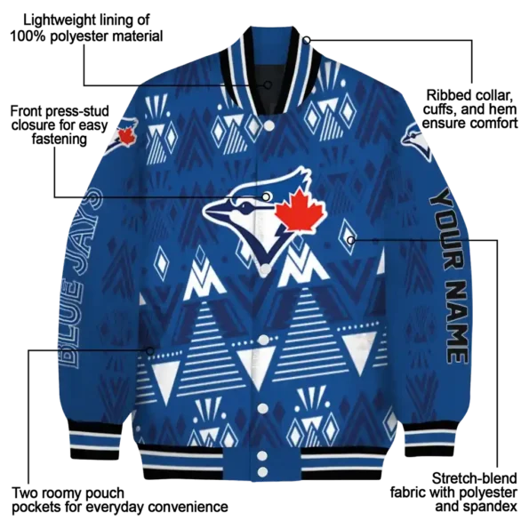 custom toronto blue jays pyramid shapes blue varsity jacket new arrival