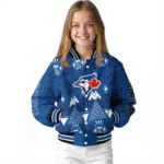 custom toronto blue jays pyramid shapes blue varsity jacket best selling