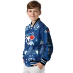 custom toronto blue jays pyramid shapes blue varsity jacket best selling