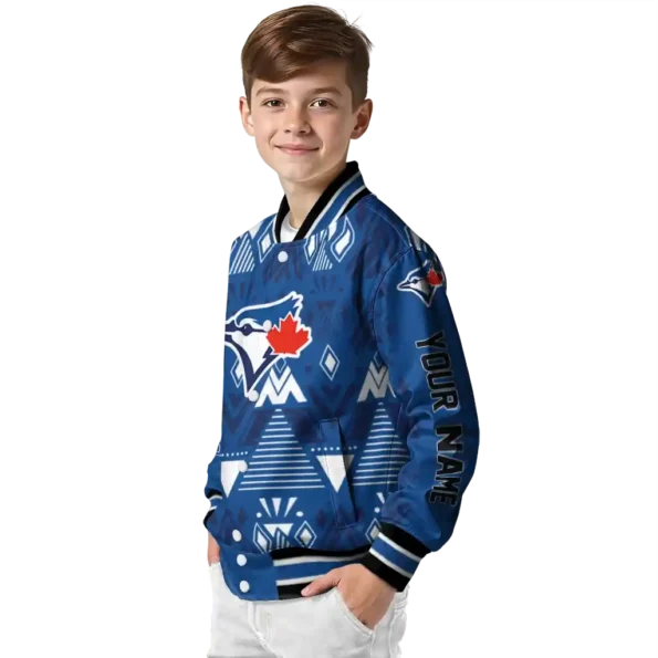 custom toronto blue jays pyramid shapes blue varsity jacket trendy