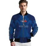 custom toronto blue jays spider mark blue white crocs bomber jacket best selling