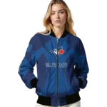 custom toronto blue jays spider mark blue white crocs bomber jacket best selling