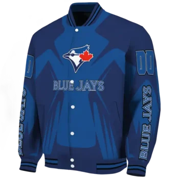 custom toronto blue jays spider mark blue white crocs varsity jacket best selling