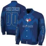 custom toronto blue jays spider mark blue white crocs varsity jacket best selling