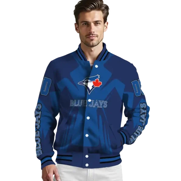 custom toronto blue jays spider mark blue white crocs varsity jacket high quality