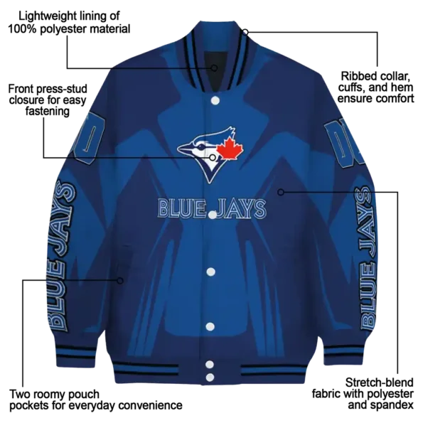 custom toronto blue jays spider mark blue white crocs varsity jacket new arrival