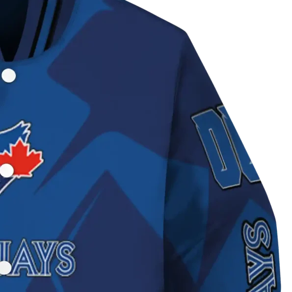 custom toronto blue jays spider mark blue white crocs varsity jacket premium grade