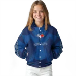 custom toronto blue jays spider mark blue white crocs varsity jacket best selling