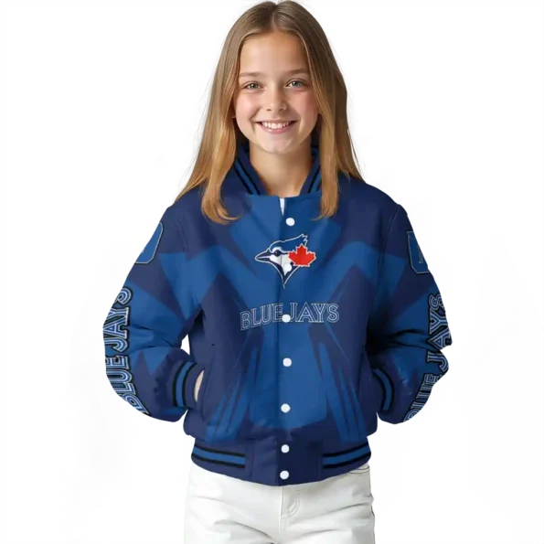 custom toronto blue jays spider mark blue white crocs varsity jacket top rated