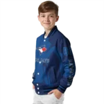 custom toronto blue jays spider mark blue white crocs varsity jacket best selling