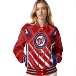 custom washington nationals chevron angles red varsity jacket best selling