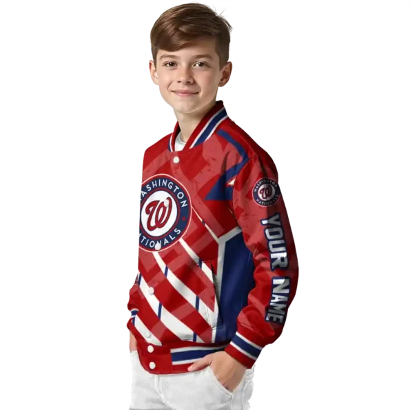 custom washington nationals chevron angles red varsity jacket trendy