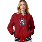 custom washington nationals chevron arrow red varsity jacket best selling